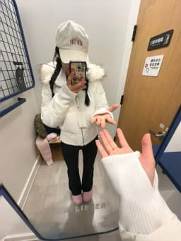 Gentle wind pink fur collar hooded cotton coat for women winter new Korean style thickened and warm short waisted cotton