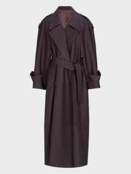 Lautaro Spring Autumn Oversized Khaki Extra Long Dark Purple Trench Coat for Women Double Breasted Elegant Luxury Overcoat 2025