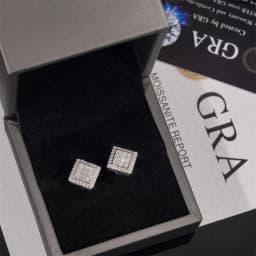 925 Sterling Silver VVS1 D Color Moissanite Square Stud Earrings for Men Women Screw Ear Stud Fine Jewelry Diamonds Pass Test