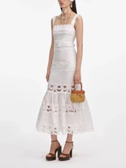 VGH Solid Elegant Spliced Hollow Out Dress for Women Square Collar Sleeveless Patchwork Sashes High Waist Bodycon Dresses Female