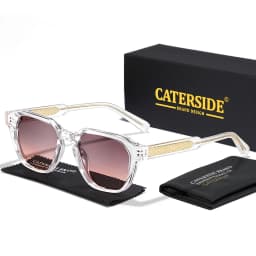 CATERSIDE Men Women Fashion Square Frame Sunglasses Daily Wear UV400 Protection Eyewear PC Frame Propionate Pin Legs Sun Glasses