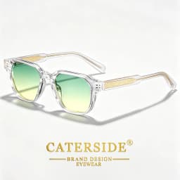 CATERSIDE Men Women Fashion Square Frame Sunglasses Daily Wear UV400 Protection Eyewear PC Frame Propionate Pin Legs Sun Glasses