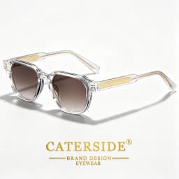 CATERSIDE Men Women Fashion Square Frame Sunglasses Daily Wear UV400 Protection Eyewear PC Frame Propionate Pin Legs Sun Glasses