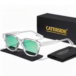 CATERSIDE Men Women Fashion Square Frame Sunglasses Daily Wear UV400 Protection Eyewear PC Frame Propionate Pin Legs Sun Glasses
