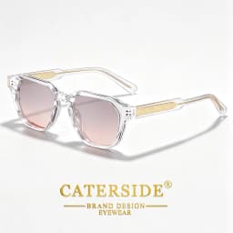 CATERSIDE Men Women Fashion Square Frame Sunglasses Daily Wear UV400 Protection Eyewear PC Frame Propionate Pin Legs Sun Glasses