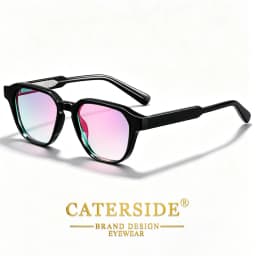 CATERSIDE Men Women Fashion Square Frame Sunglasses Daily Wear UV400 Protection Eyewear PC Frame Propionate Pin Legs Sun Glasses