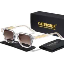 CATERSIDE Men Women Fashion Square Frame Sunglasses Daily Wear UV400 Protection Eyewear PC Frame Propionate Pin Legs Sun Glasses