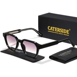 CATERSIDE Men Women Fashion Square Frame Sunglasses Daily Wear UV400 Protection Eyewear PC Frame Propionate Pin Legs Sun Glasses