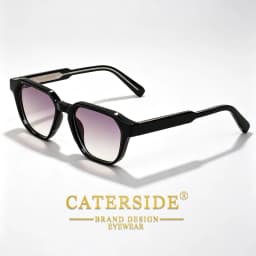 CATERSIDE Men Women Fashion Square Frame Sunglasses Daily Wear UV400 Protection Eyewear PC Frame Propionate Pin Legs Sun Glasses