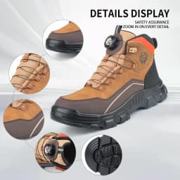 High-top Safety Shoes with Rotary Buckle, Impact-resistant and Puncture-proof, Suitable for Work, Labor Protection, Handling