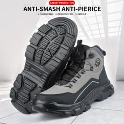 High-top Safety Shoes with Rotary Buckle, Impact-resistant and Puncture-proof, Suitable for Work, Labor Protection, Handling