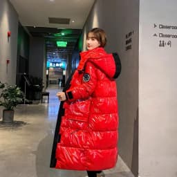 Black Glossy Parker Female Warm Winter Thicken Down Cotton Jacket Windproof Rainproof Women's Hooded Coat Casual Long Overcoat