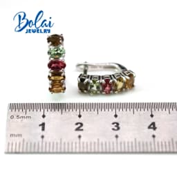 Bolaijewelry New Natural Tourmaline Oval 3*5mm Ring Earrings Set Simple Light Luxury Women Daily Wear Boutique Jewelry