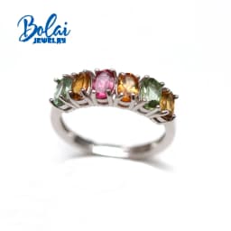 Bolaijewelry New Natural Tourmaline Oval 3*5mm Ring Earrings Set Simple Light Luxury Women Daily Wear Boutique Jewelry