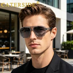 CATERSIDE Vintage Punk Sunglasses Men Flat Top Double Bridges High Quality Sun Glasses Women Travel Party Festival Eyeglasses