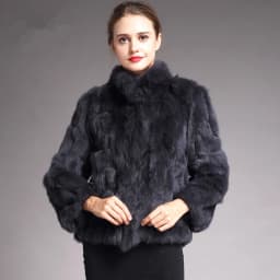 QUEENTINA Real Rabbit Fur Coat Woman Luxury Fashion Leather Autumn Winter Jacket Whole Skin 2023 For Female Natural Feather