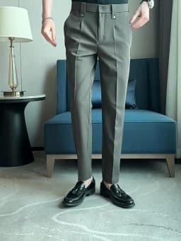 Mens Suit Pants 2026 Spring New British Style Elastic Waist Solid Casual Formal Dress Pants Slim Fit Trousers for Men Clothing