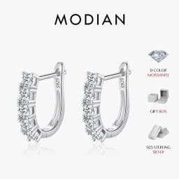 MODIAN D Color U Shape Moissanite Earrings 925 Sterling Silver Elegant Exquisite Hoop Earrings For Women Wedding Jewelry