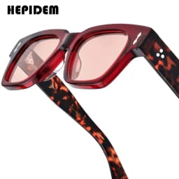 HEPIDEM Acetate Polarized Sun Glasses Women Johnny Depp Brand Designer Glasses Thick Square Sunglasses Men RINI-T