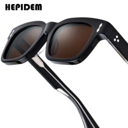 HEPIDEM Acetate Polarized Sun Glasses Women Johnny Depp Brand Designer Glasses Thick Square Sunglasses Men RINI-T