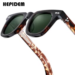 HEPIDEM Acetate Polarized Sun Glasses Women Johnny Depp Brand Designer Glasses Thick Square Sunglasses Men RINI-T