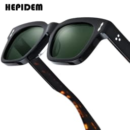 HEPIDEM Acetate Polarized Sun Glasses Women Johnny Depp Brand Designer Glasses Thick Square Sunglasses Men RINI-T