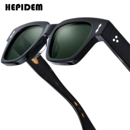 HEPIDEM Acetate Polarized Sun Glasses Women Johnny Depp Brand Designer Glasses Thick Square Sunglasses Men RINI-T