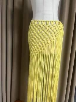 Beachapche Hand Crochet Tassel Skirts Women Fashion Sexy Side High Knitted Beach Cover Ups