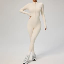 TRY TO BN Women's Jumpsuit Long Sleeve Zipper Shapewear Bodysuit Yoga Fitness One Piece Tights Gym Clothing Mono Deportivo Mujer