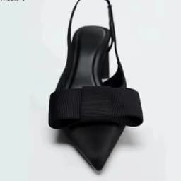 Summer New Women's Shoes with Black Bow Decoration, Exposed Heels, Thick Heels, Pointed High Heels, Shallow Sandals