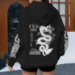 Harajuku Dragon Printed Hoodies for Men Women, Casual Japanese-style Sporty Spring Autumn Hoody, Vintage Unisex Hooded