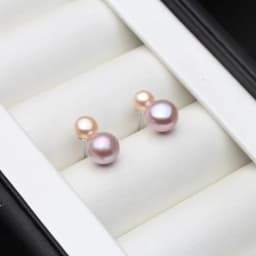 Cute Small Freswater Natural Double Pearl Earring,Real 925 Sterling Silver Earrings With Pearls Wife Mother Birthday White Black