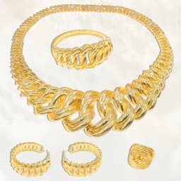 Fashion Woman Necklace Jewelry Set Electric Italy Gold Plated Pendant Wedding Party Earring Ring SYHOL Wholesale Free Shipping