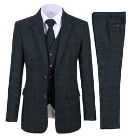 Men's 3 Piece Suits Bussiness Formal Notch Lapel Groomsmen Woolen Plaid Tuxedos for Party Activities Wedding (Blazer+Vest+Pant)