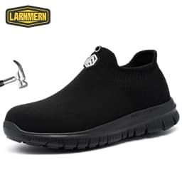 LARNMERN Womens Non-slip Work Safety Shoes for Men Breathable Boots Anti-Slip Slip-On Lightweight Steel Toe Shoe