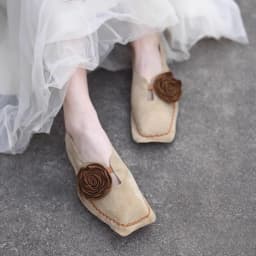 Car Stitch Flat Shoes Women's Spring and Autumn New Retro Niche Flower Square Toe Deep Mouth Soft Sole Single Shoes