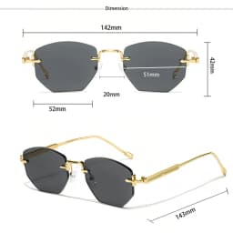 CATERSIDE Men's Fashion Retro Frameless Sunglasses Polygon Rimless Y2K Sun Glasses Women Travel Party Business Eyewear UV400