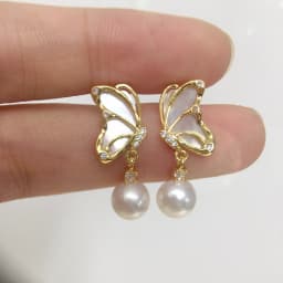 ZHBORUINI 5A High-Quality Natural Seashells Mother Of Pearl Butterfly Earrings Natural Freshwater Pearl Earrings For Women