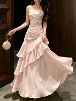 Elegant Women French Spaghetti Strap New Long Dresses Female Slim Chic Party Prom Robe Fashion One Piece Clothing Spring Summer