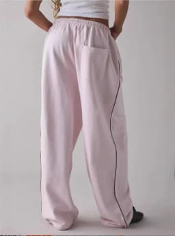 M6067 Embroidered Loose Fashionable Casual Commute Style Straight Leg Pants Sporty Trendy All-Match Long Trousers