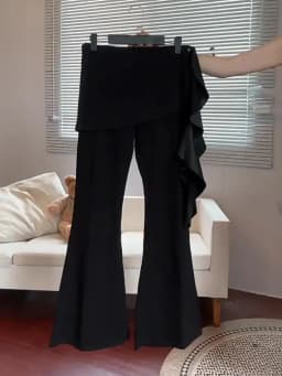 Women Black Goth Baggy Flare Pants with Skirt Vintage Y2k Pants Harajuku Japanese 2000s Style Trousers 2000s Emo Trashy Clothes