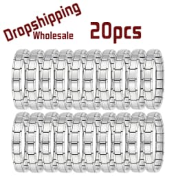 Wholesale 20pcs 9mm Italian Charm Bracelet Base Stainless Steel Shiny Plain Blank Composable Modular Starter Links Bulk Lot Pac