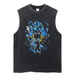 Vintage Vest Washed T-Shirt Anime Dragon Ball Graphic Tank Top Cotton Sleeveless Streetwear Loose GYM T Shirt Men's Clothing