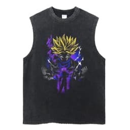 Vintage Vest Washed T-Shirt Anime Dragon Ball Graphic Tank Top Cotton Sleeveless Streetwear Loose GYM T Shirt Men's Clothing