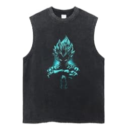 Vintage Vest Washed T-Shirt Anime Dragon Ball Graphic Tank Top Cotton Sleeveless Streetwear Loose GYM T Shirt Men's Clothing