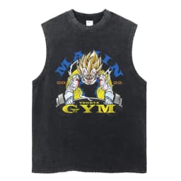 Vintage Vest Washed T-Shirt Anime Dragon Ball Graphic Tank Top Cotton Sleeveless Streetwear Loose GYM T Shirt Men's Clothing