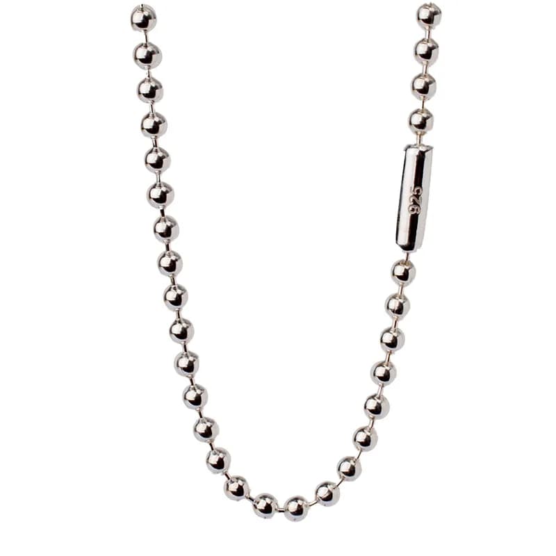 JustNeo 925 Sterling Silver Ball Chain Necklace 15-28 Inch Basic Pendant Compatible Chain Jewelry Accessory