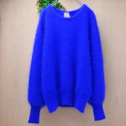 Women Mujer Autumn Winter Clothing Hairy Plush Mink Cashmere Knitted Three Quarter Sleeves O-Neck Loose Pullover Sweater Jumper