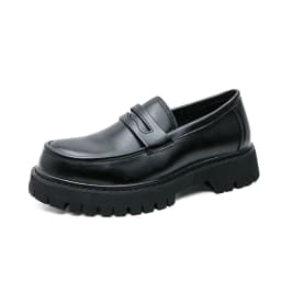 New Platform Shoes Loafers Shoes Men Thick-soled Wedding Shoes Black Formal Business Shoes Slip-on Leather Increase Casual Shoes