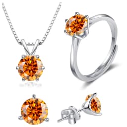 4CT 925 Sterling Silver Jewelry Set VVS1 Full Moissanite Pendant Necklace Ring Earrings for Women Fashion Dating Accessories